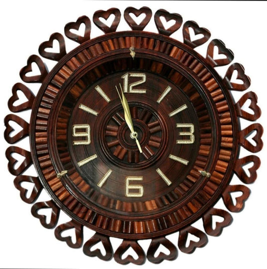 Wooden Clock Heart Shape